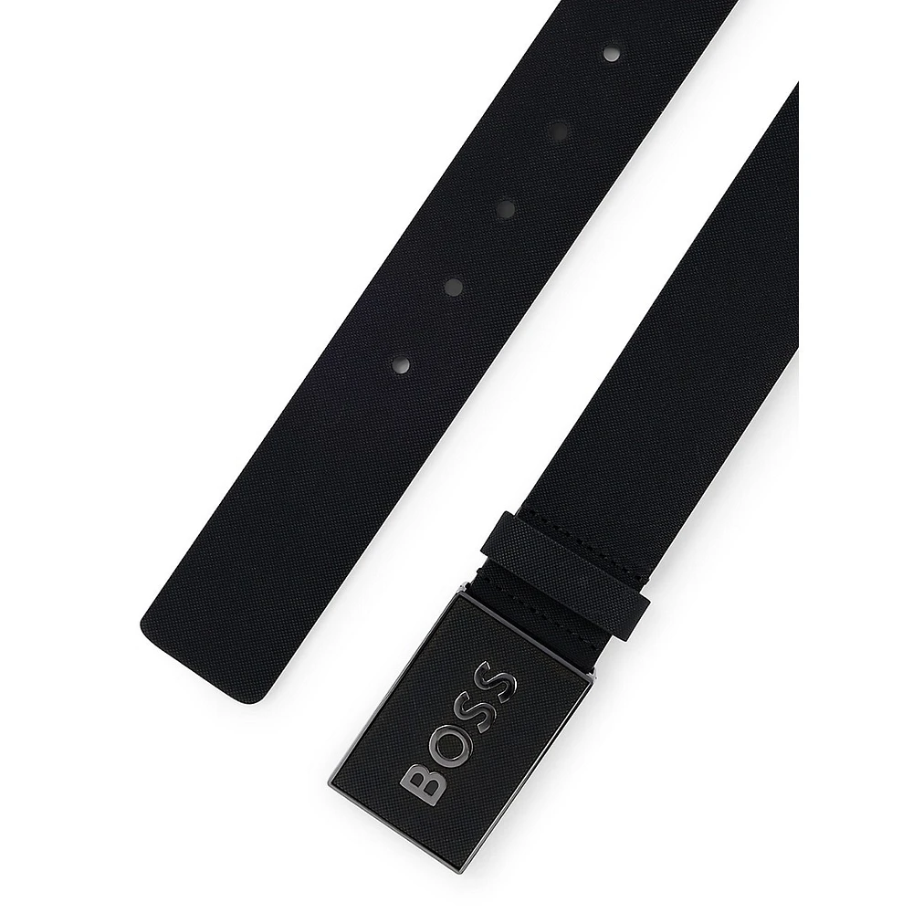 Icon Plaque-Buckle Leather Belt