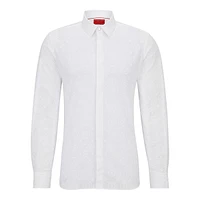 Extra-Slim-Fit Shirt Lace-Effect Embroidered Cotton