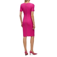 Damasia Short-Sleeve V-Neck Sheath Dress