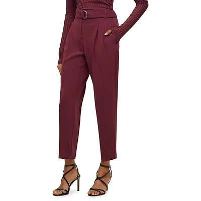 High-Waist Tapered-Leg Pleated Dress Pants