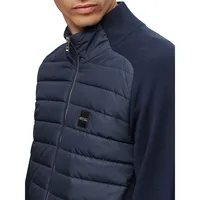 Quilted-Front Wool Zip Jacket