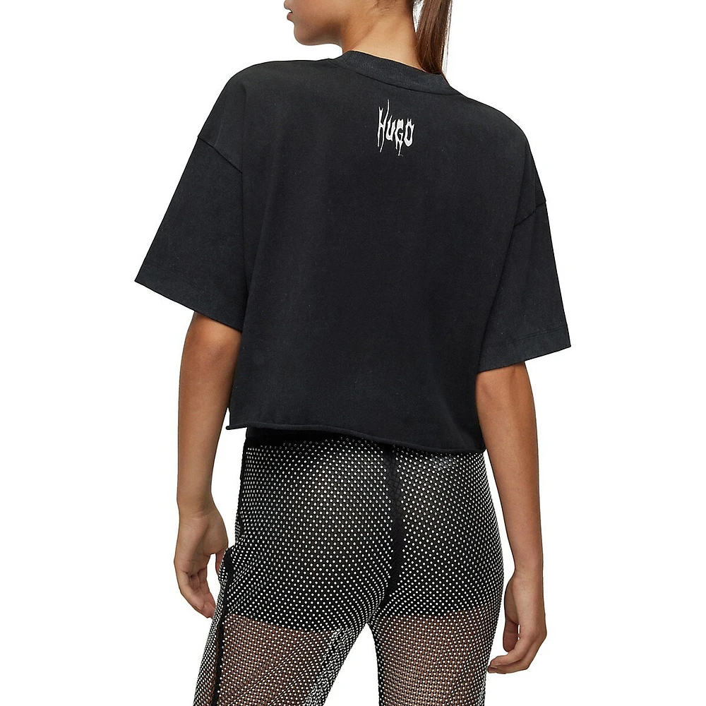 HUGO x Bella Poarch Cropped Relaxed Graphic T-Shirt