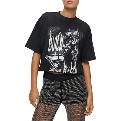 HUGO x Bella Poarch Cropped Relaxed Graphic T-Shirt