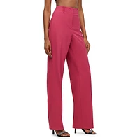 Contemporary High-Waisted Trousers By Hugo Womenswear, Cut To A Straight Fit With Wide Leg Stretch Material.