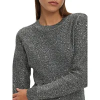 Sequin-Knit Slim Mini Sweater Dress