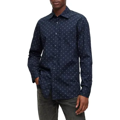 Regular-Fit Printed Cotton Poplin Shirt