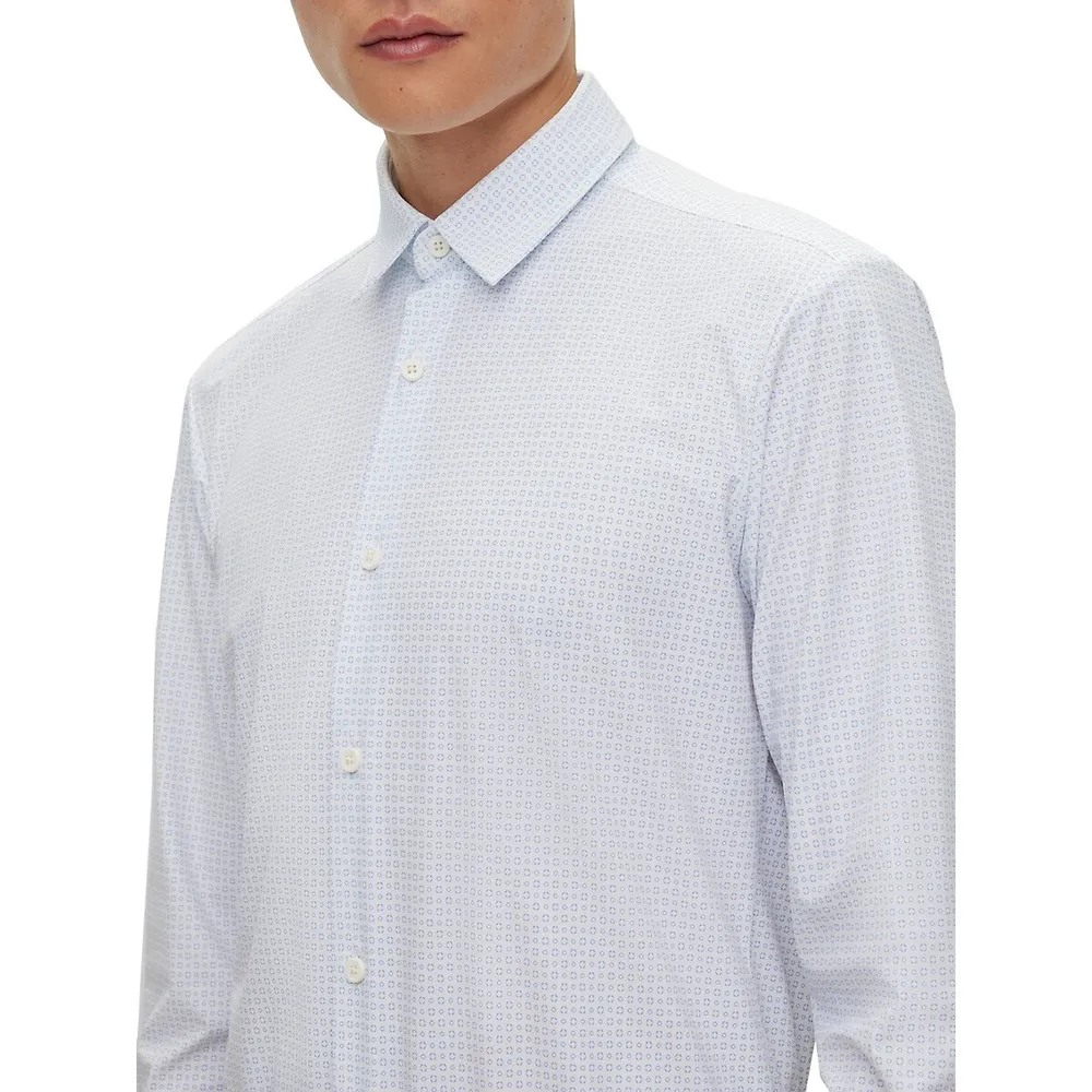 Slim-Fit Geo-Dot Print Shirt