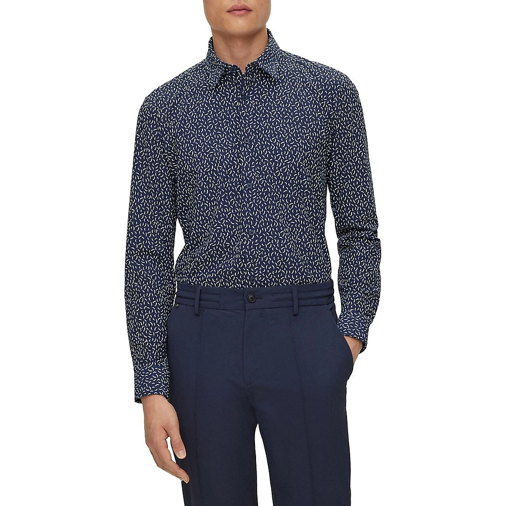 Slim-Fit Performance-Stretch Print Shirt