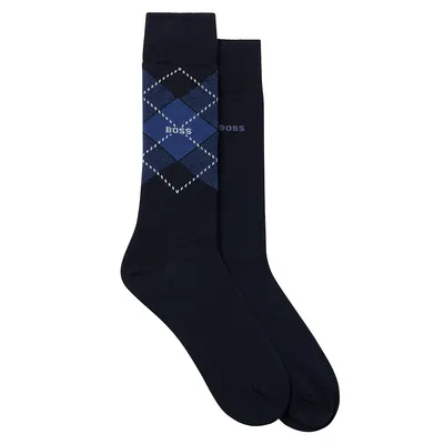 Men's 2-Pair Plain & Argyle Socks