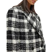 Oversized Wool-Blend Plaid Coat