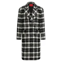 Oversized Wool-Blend Plaid Coat