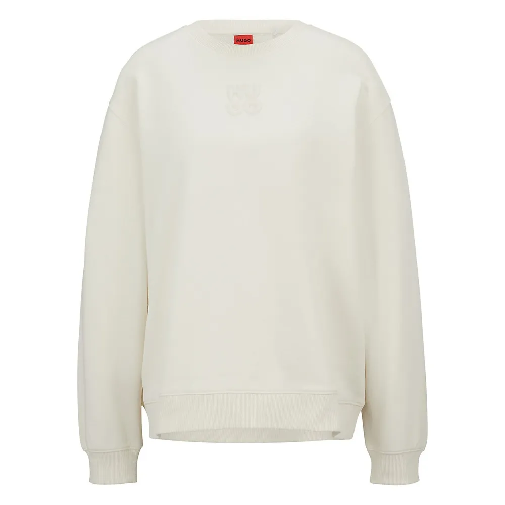 Stacked Logo Embossed French Terry Cotton Sweatshirt