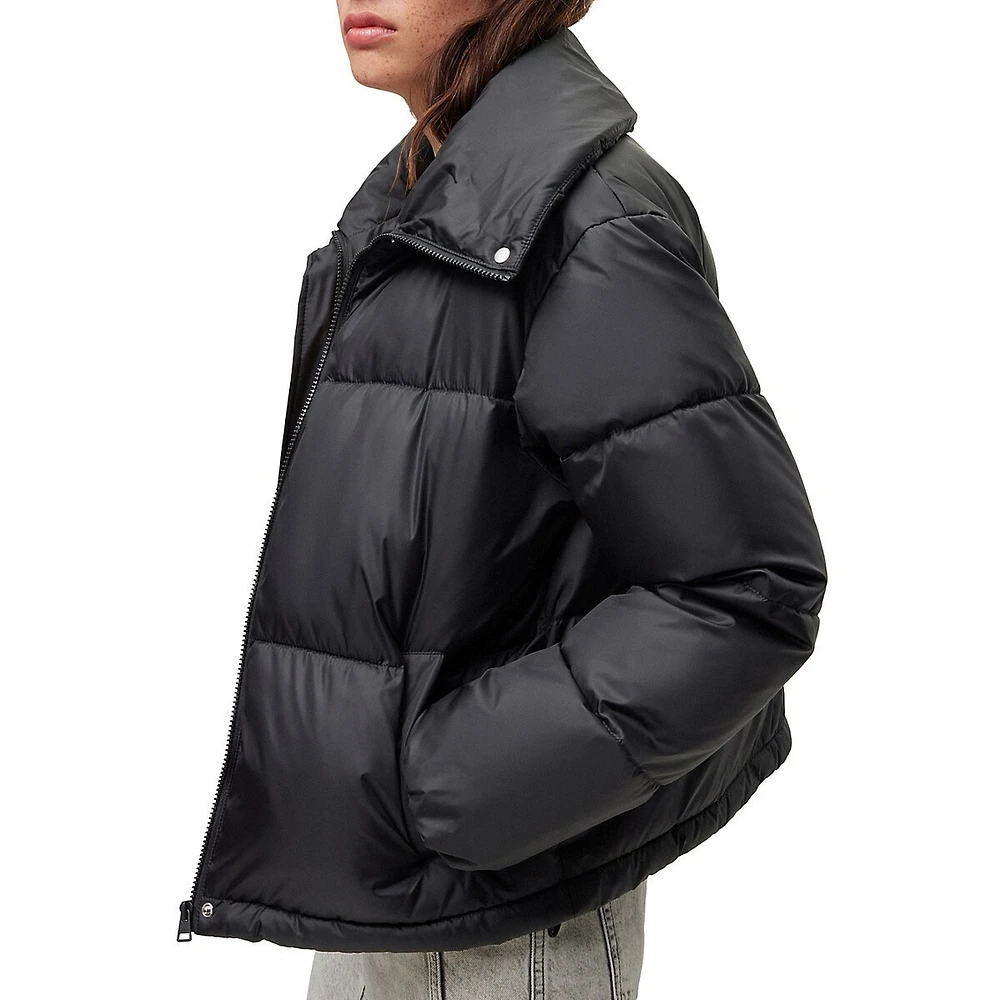 High-Collar Logo Patch Puffer Jacket