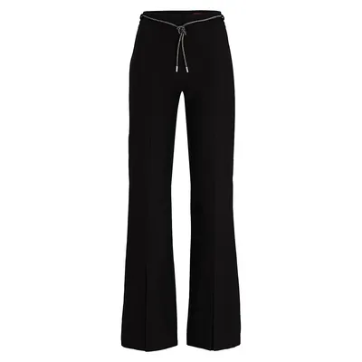 Self-Tie Front Slit Bootcut Trousers