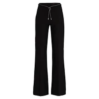 Self-Tie Front Slit Bootcut Trousers