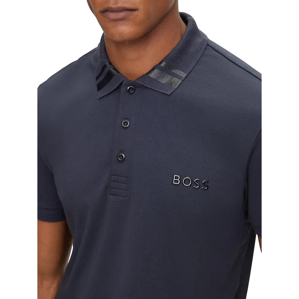 Slim-Fit Interlock Knit Logo Polo Shirt