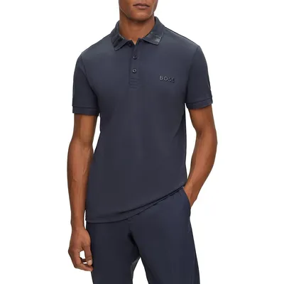 Slim-Fit Interlock Knit Logo Polo Shirt