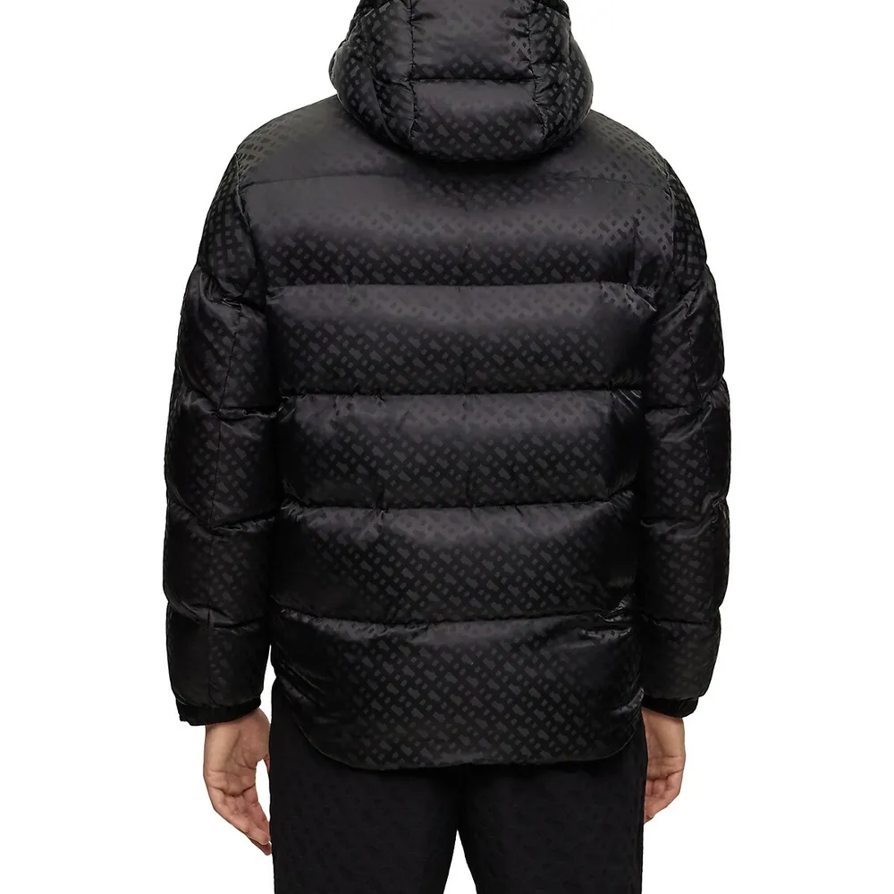 Monogram-Jacquard Hooded Puffer Jacket