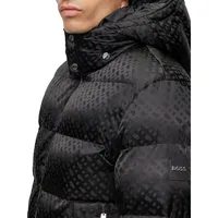 Monogram-Jacquard Hooded Puffer Jacket