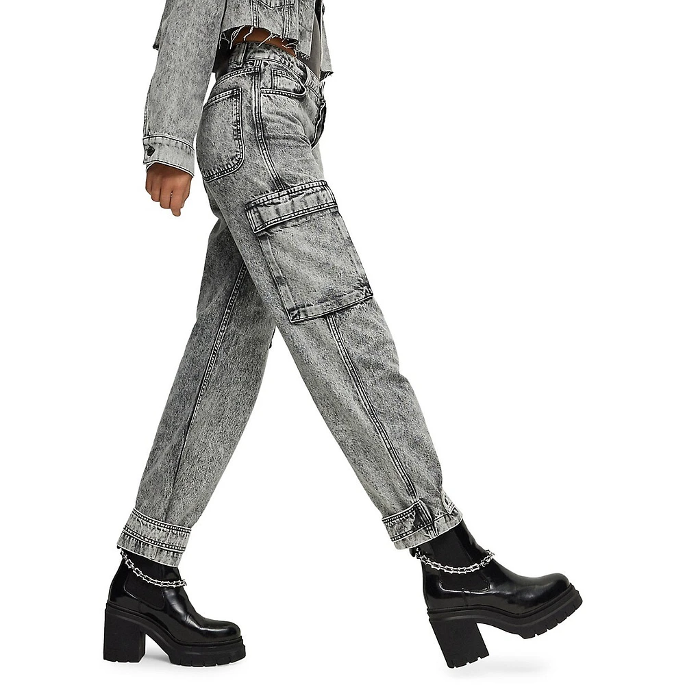 HUGO x Bella Poarch Mid-Rise Straight-Leg Cargo Jeans