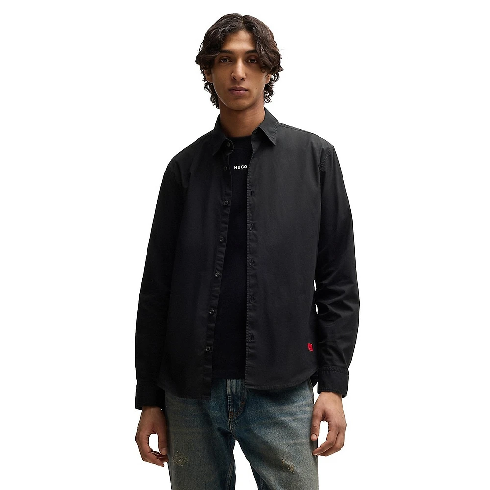 Slim-Fit Stretch-Canvas Shirt