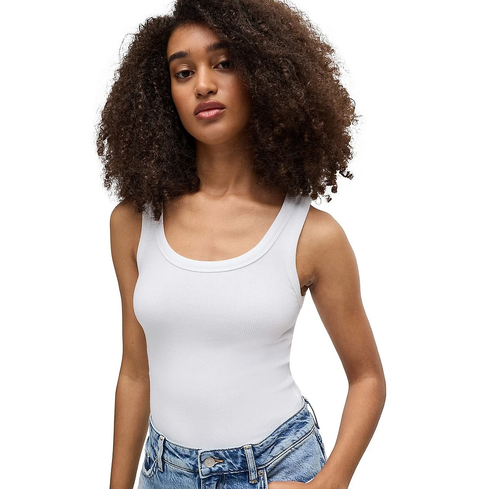 Slim-Fit Rib-Knit Stretch-Cotton Tank