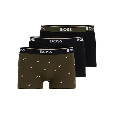 3-Pack Logo-Waistband Stretch-Cotton Trunks