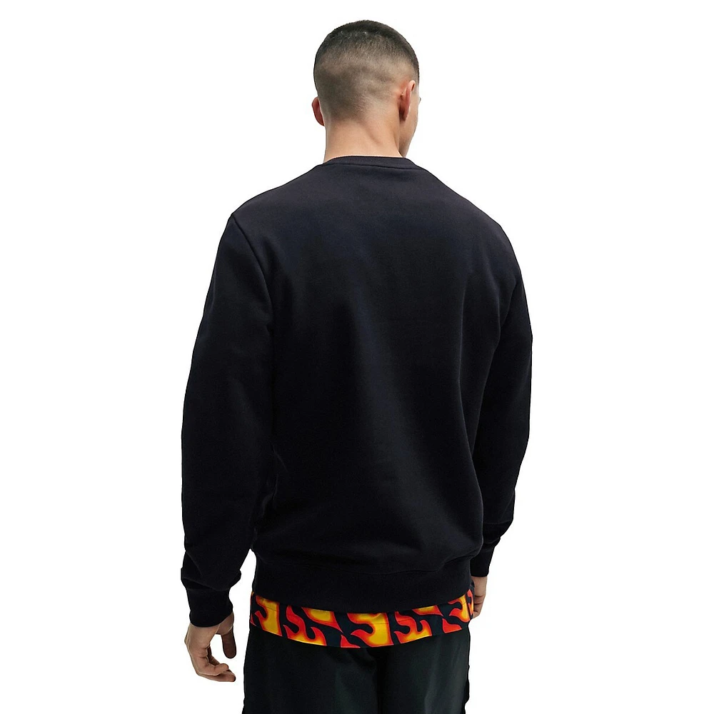 Cotton-Terry Sweatshirt With Puffed Flame Logo