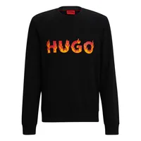 Cotton-Terry Sweatshirt With Puffed Flame Logo