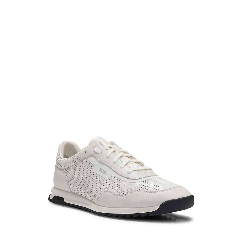 Men's Perforated LeatherLow-Top Trainers