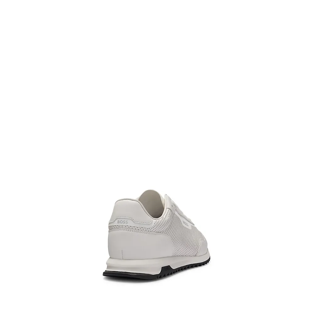 Men's Perforated LeatherLow-Top Trainers