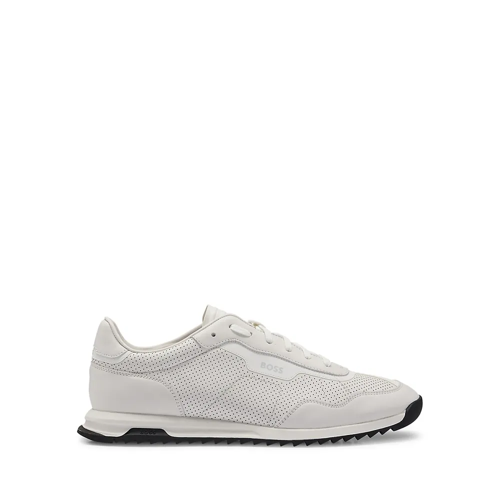 Men's Perforated LeatherLow-Top Trainers