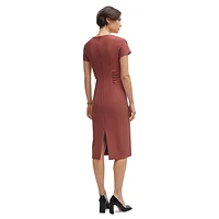 Ruched Midi Sheath Dress