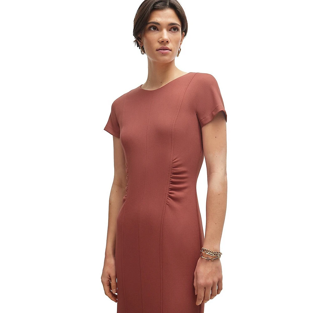 Ruched Midi Sheath Dress