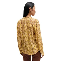 Printed Silk V-Neck Blouse