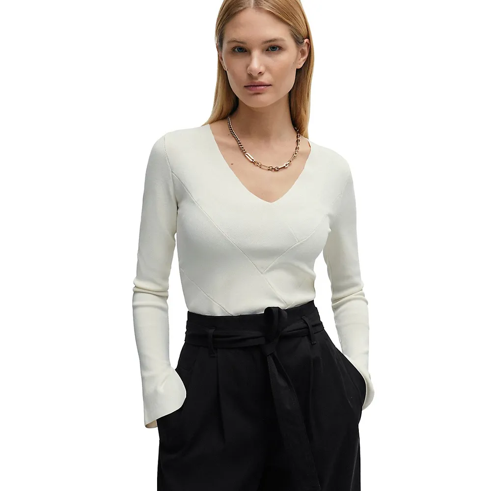 Belted Tapered-Fit Wide-Leg Pants