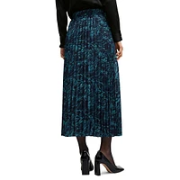 Modern-Print Pleated Midi Skirt