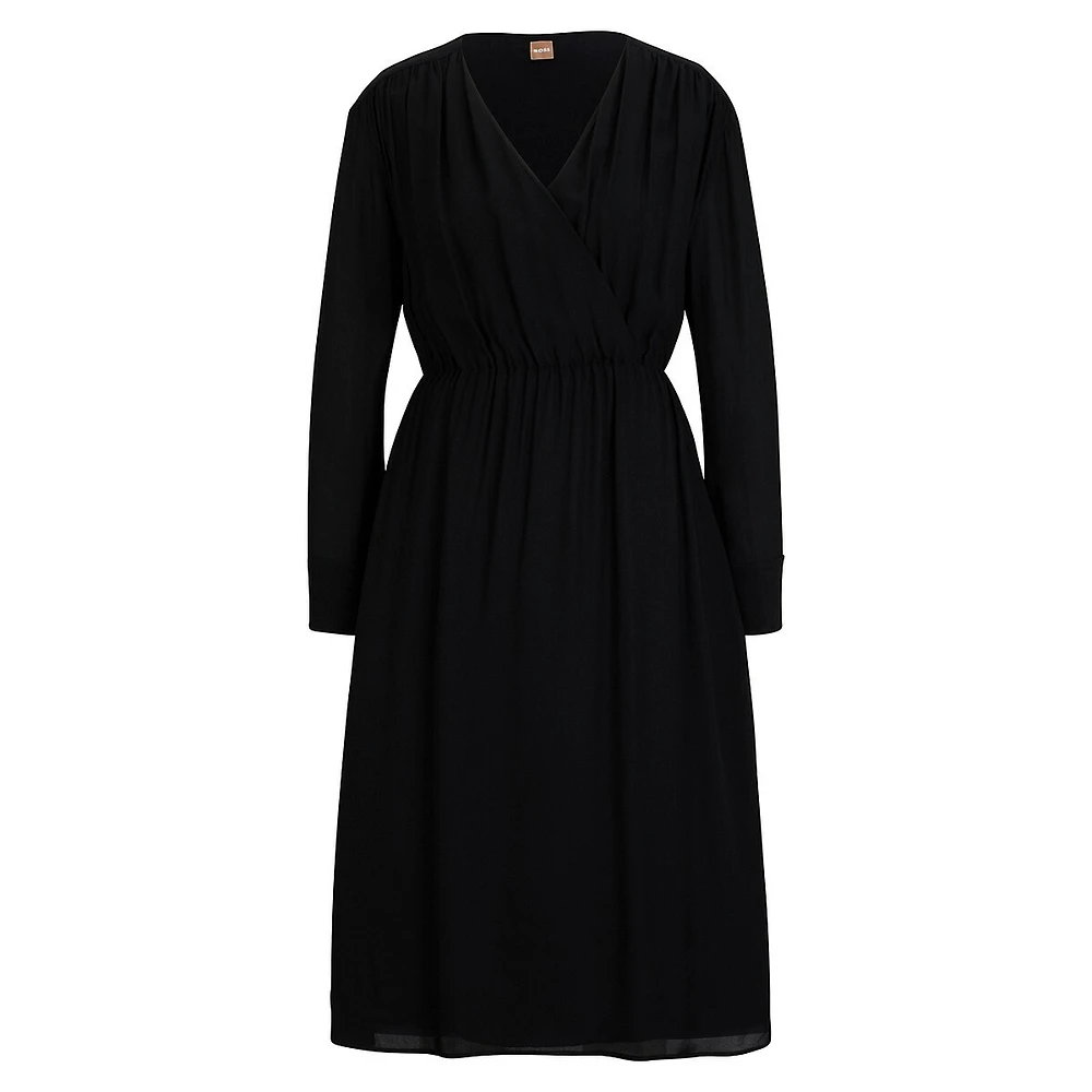 Surplice Wrap-Front Midi Dress