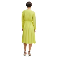 Surplice Wrap-Front Midi Dress