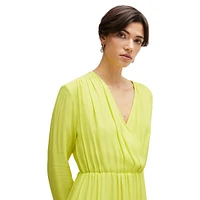 Surplice Wrap-Front Midi Dress