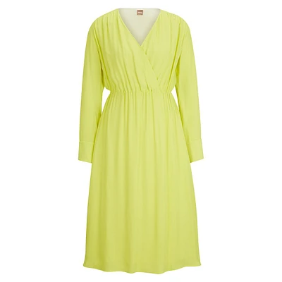 Surplice Wrap-Front Midi Dress