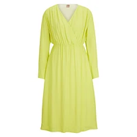 Surplice Wrap-Front Midi Dress