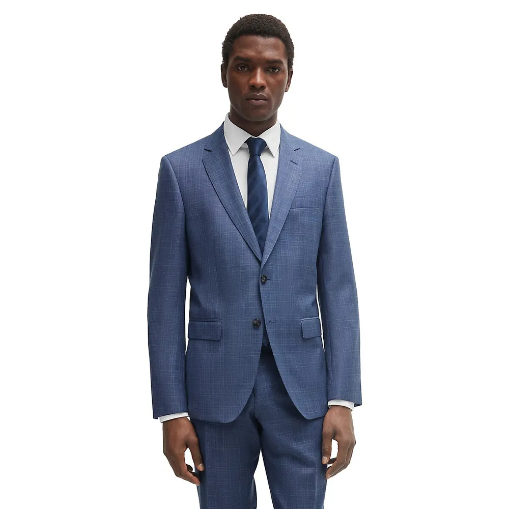 Slim-Fit Check Virgin Wool Serge Suit