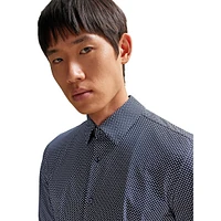 Printed Slim-Fit Dress Shirt Performance-Stretch Fabric