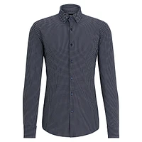 Printed Slim-Fit Dress Shirt Performance-Stretch Fabric