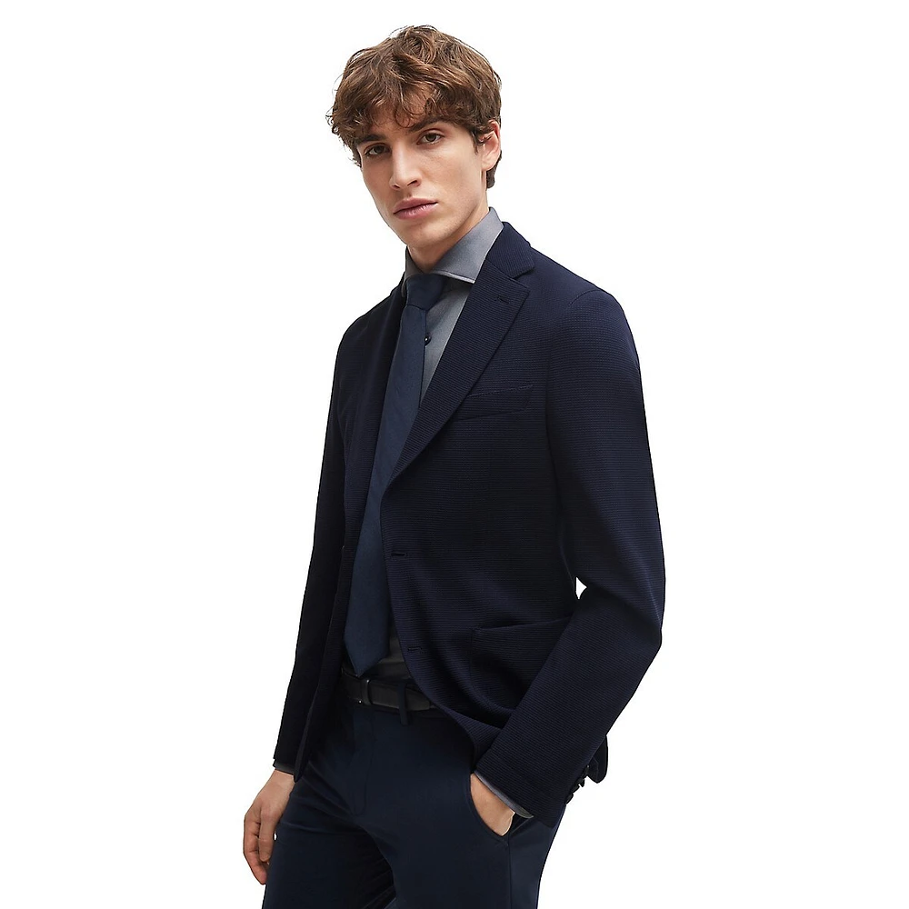 Slim-Fit Micro-Pattern Stretch Blazer