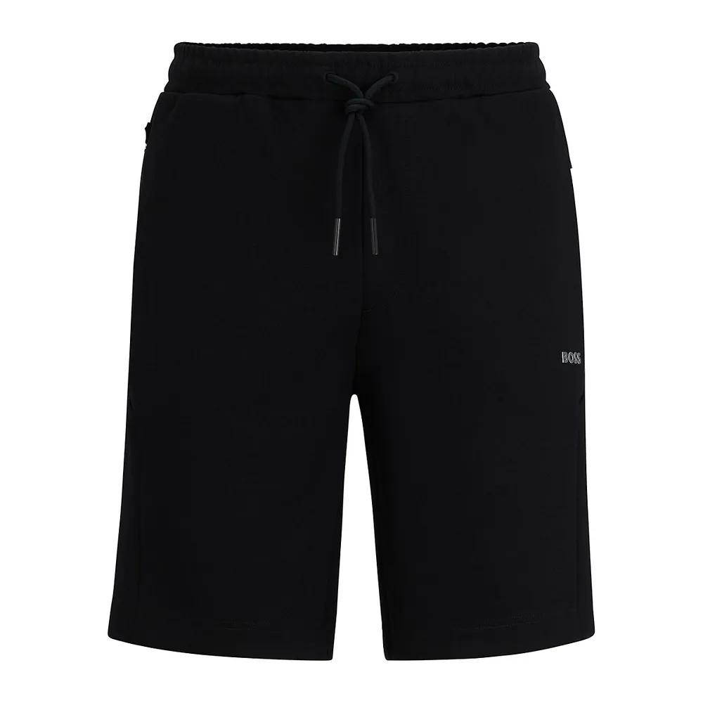 Drawstring Logo Zip-Pocket Shorts