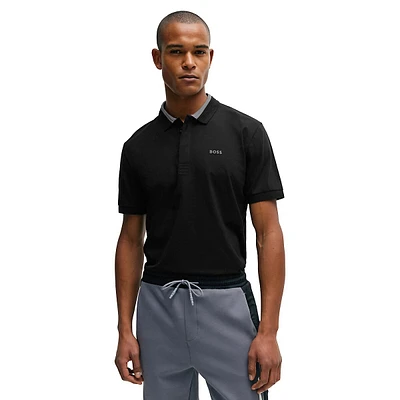 Stretch-Cotton Polo Shirt With 3D-Stripe Collar