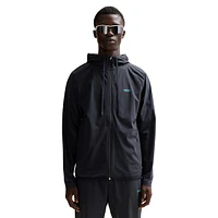 Reflective-Trim Hooded Nylon Zip Jacket