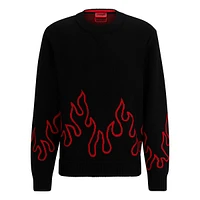 Relaxed-Fit Flame-Jacquard Sweater
